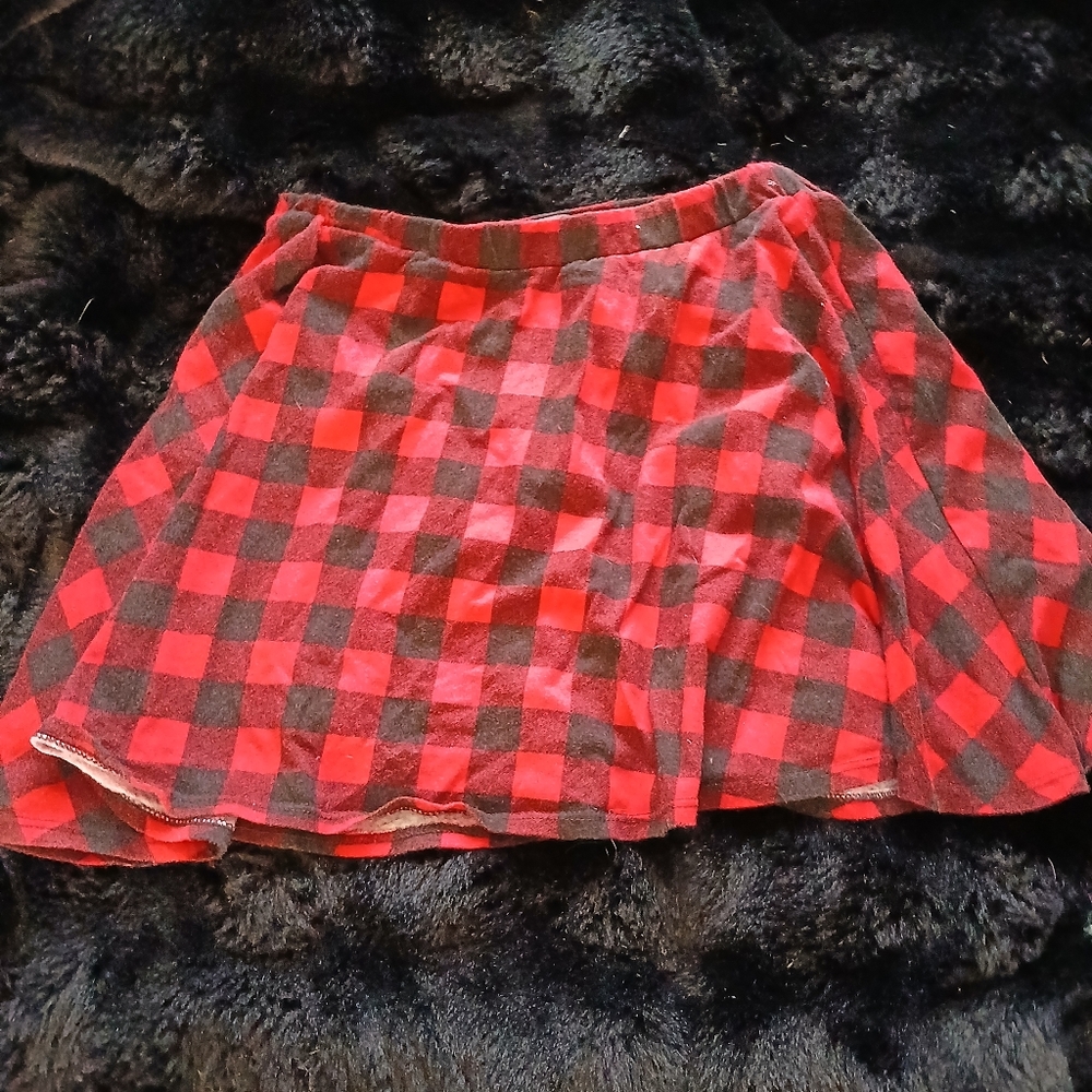 Deb Red and Black Checkered Mini Skirt